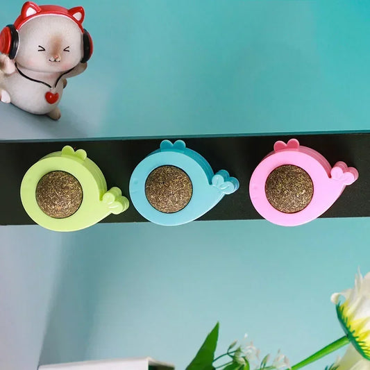 Catnip Wall Ball Licking Ball Spherical Teeth Cleaning Cat Catnip Toy Rotatable Kitten Licking Ball 
 Wall Treats
