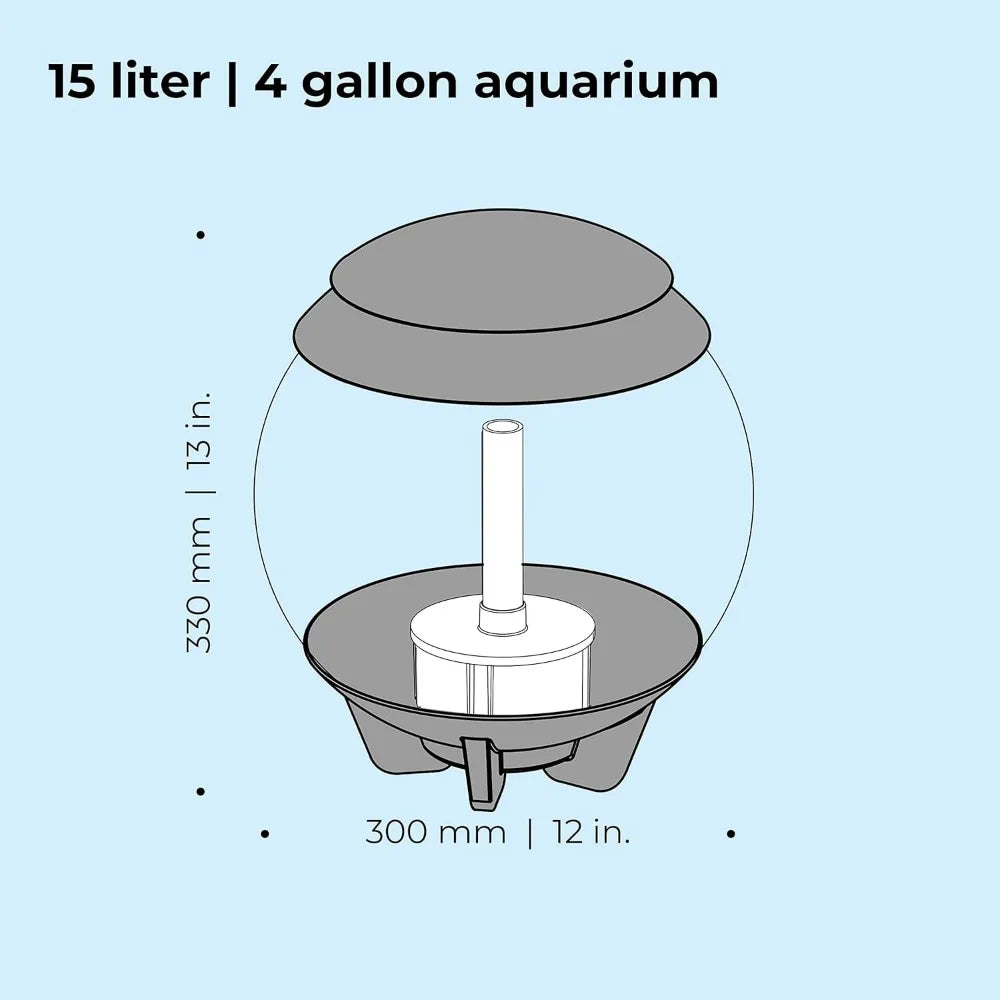Mini Aquarium Modern Compact Water Tank for Desktop or Desktop Display Fish Tank Grey