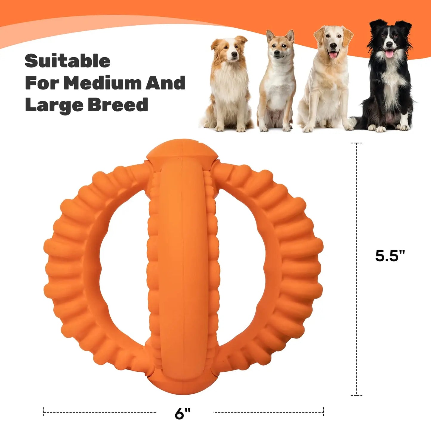 Interactive Dog Toys Detachable Dog Tug of War Toy with 2 Rings Natural Rubber Dog Chew Toys Suitable for Large Dogs for Teeth C