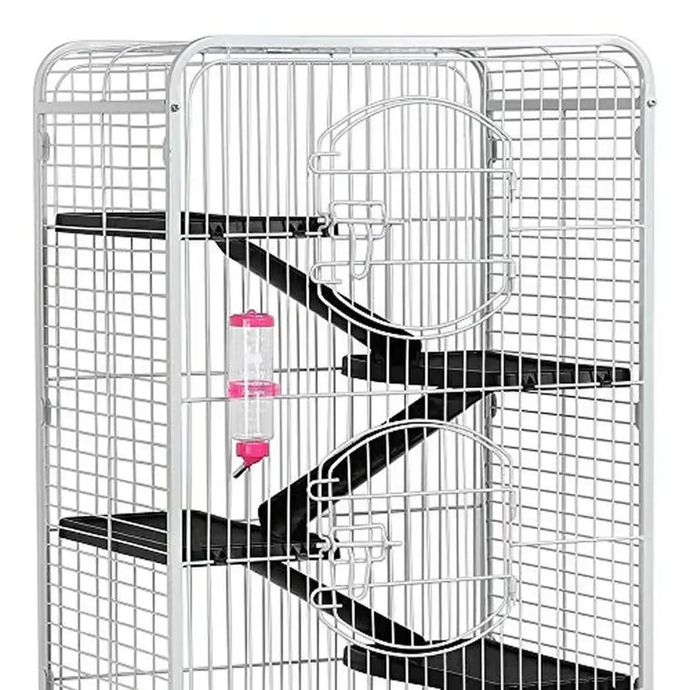 Large 6-Tier Metal Pet Cage 52" with 3 Doors Bowl Water Cat Kitten House Ferret Chinchilla Rabbit Squirrels Durable Sturdy