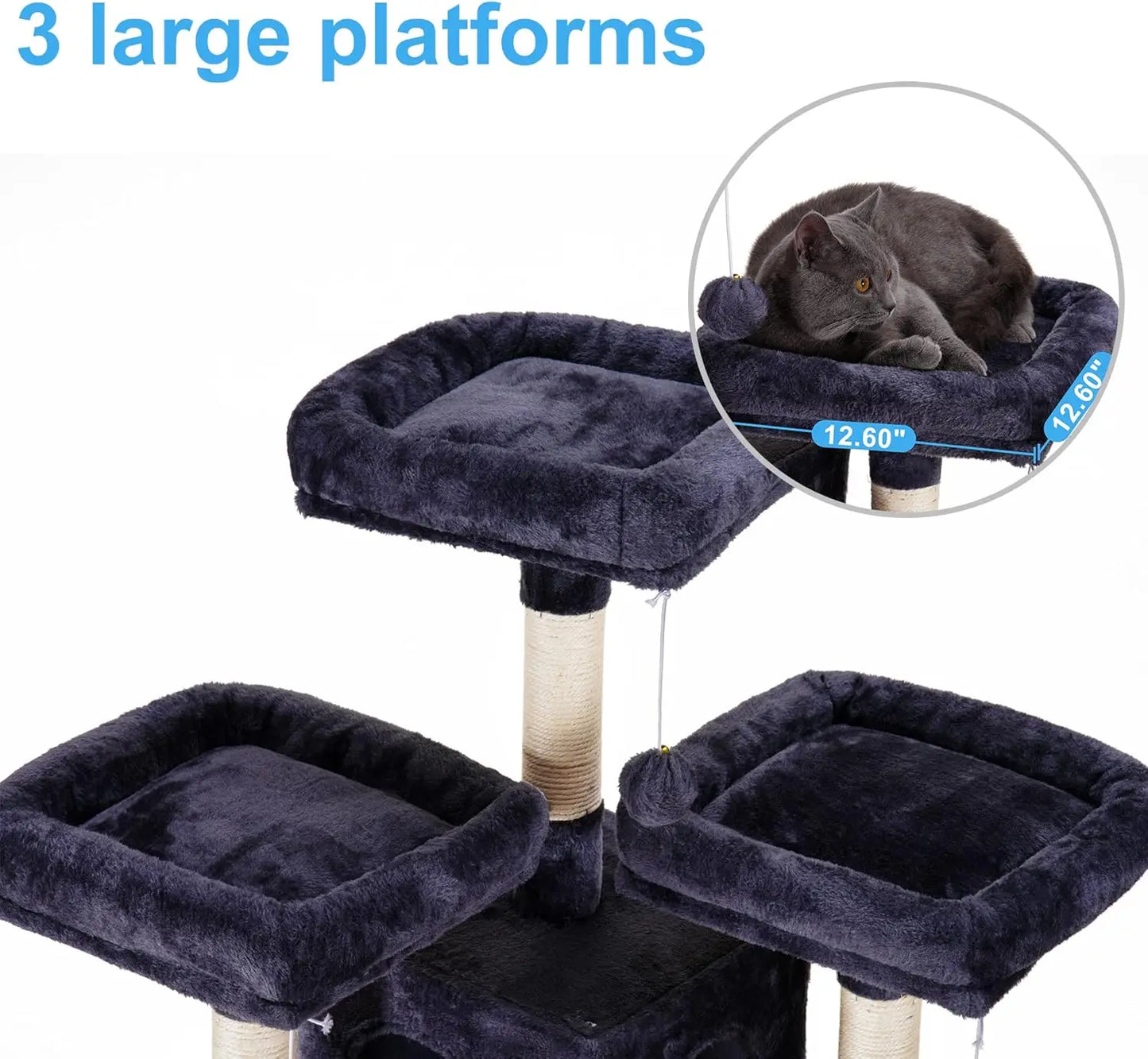 Hey-brother Cat Tree, 71 inches XL Large Cat Tower for Indoor Cats, Multi-Level Cat House with 3 Padded Perches, Big Scratcher,