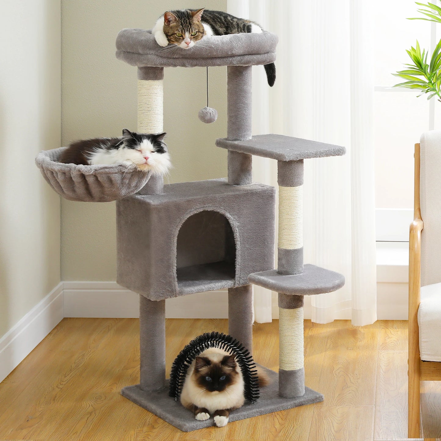 Luxury Pet Cat Tree House Condo Furniture Multi-Layer Cat Tower with Ladder Natural Sisal Scratching