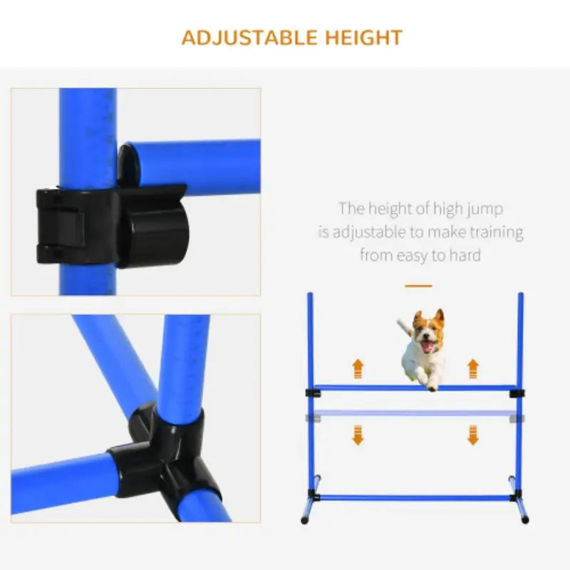 PawHut 4 Piece Dog Agility Training Equipment for Dog Agility Course with Adjustable Height Jump Bars, Included Carry Bag