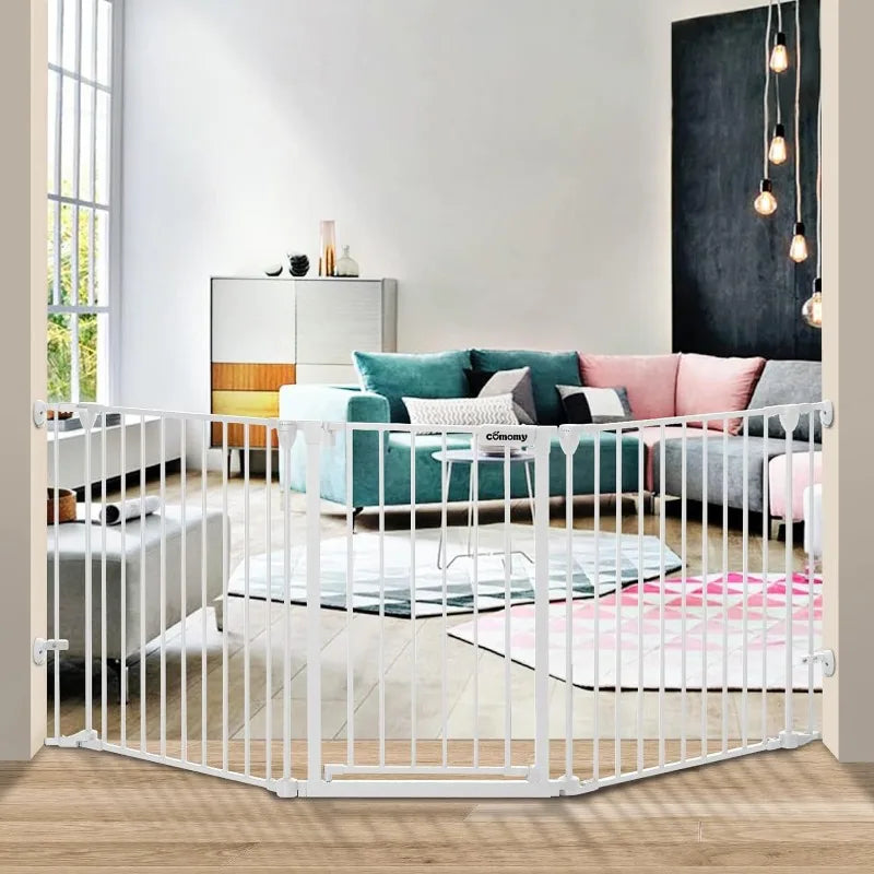 80" Extra Wide Baby Gate, Dog Gate for House Stairs Doorways Fireplace, Auto Close Pet Gate with Door Walk Through