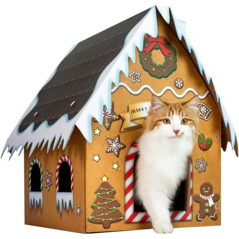 Cat Beds for Indoor Cats, Cardboard Cat House with Scratchers, Izakaya Bar, Large Sturdy