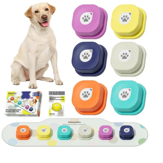 Mewoofun Voice Recording Button Pet Toys Dog Buttons Pet Training Buzzer Recordable Talking Button with Mat