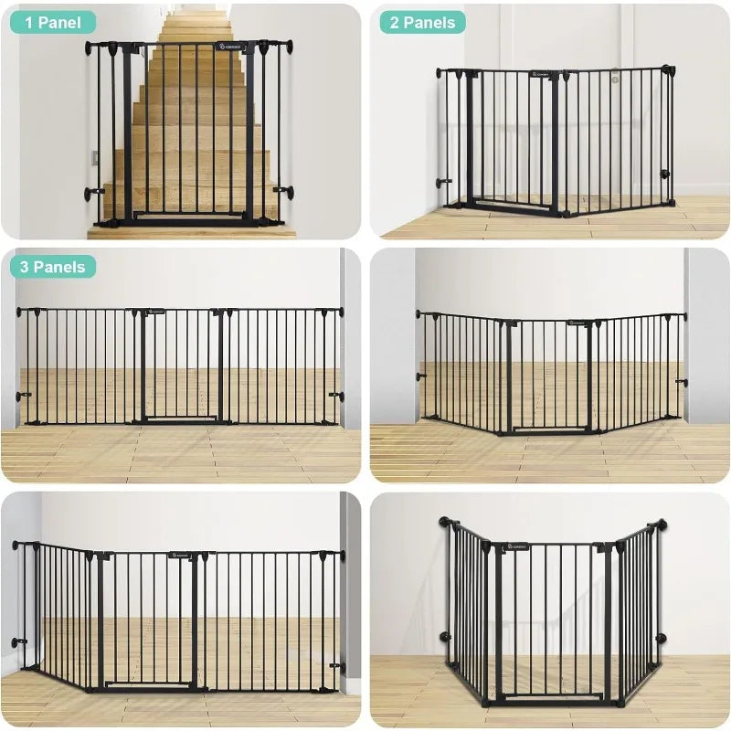 80" Extra Wide Baby Gate, Dog Gate for House Stairs Doorways Fireplace, Auto Close Pet Gate with Door Walk Through