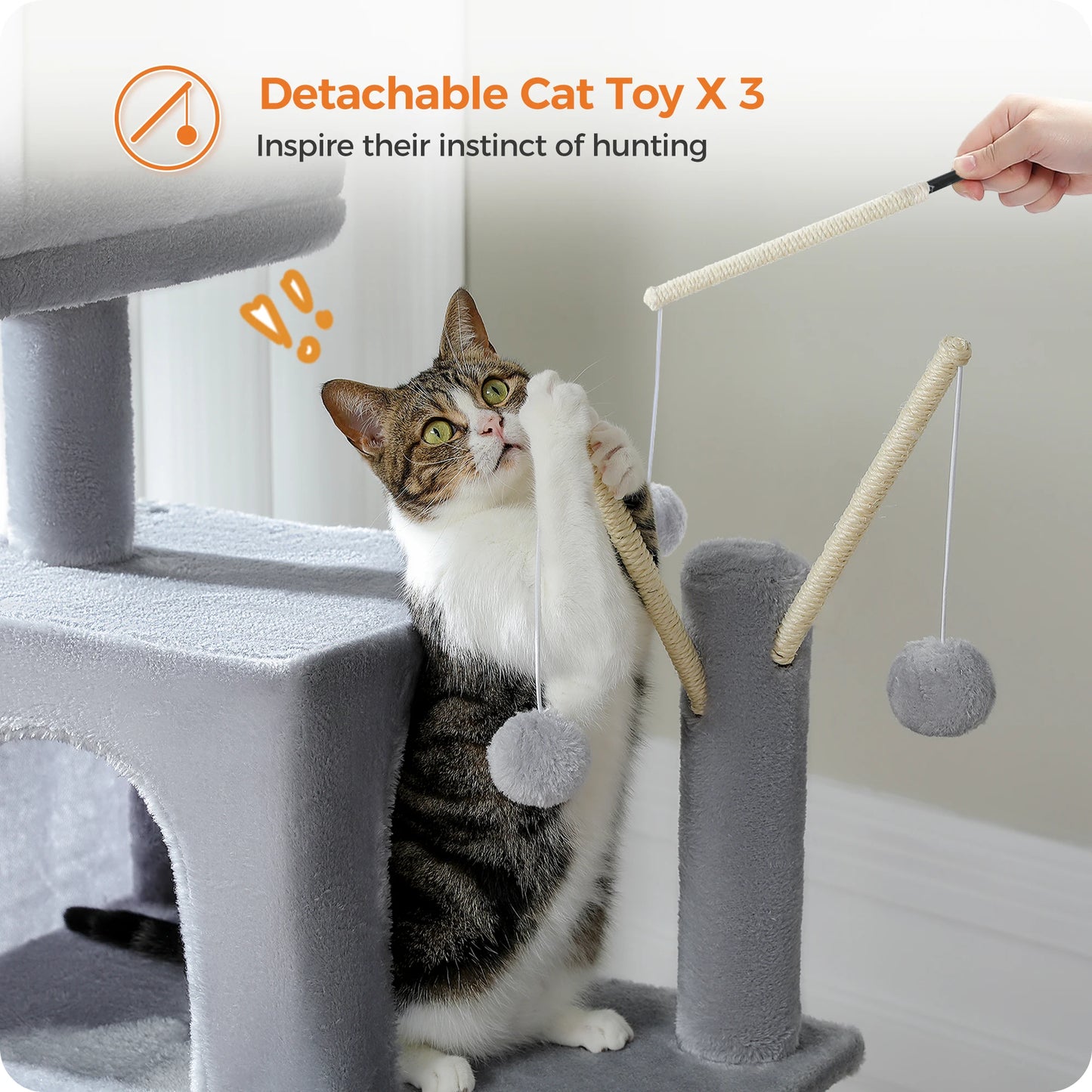 Large Multi-Level Cat Tree Tower with Scratching Posts, cozy Hammock, Condo House,