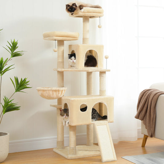 Luxury Pet Cat Tree House Condo Furniture Multi-Layer Cat Tower with Ladder Natural Sisal Scratching