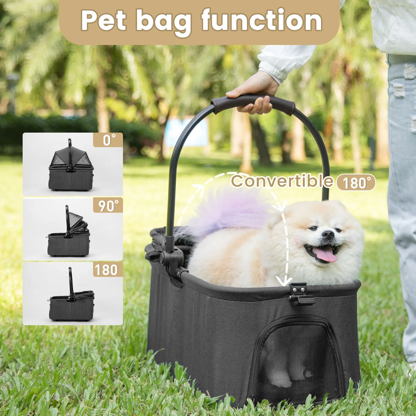 Pet Stroller for Dogs Dog Strollers for Small/Medium Dogs With Detachable Carrier