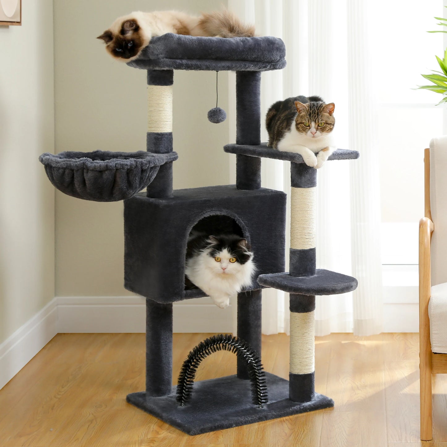 Luxury Pet Cat Tree House Condo Furniture Multi-Layer Cat Tower with Ladder Natural Sisal Scratching