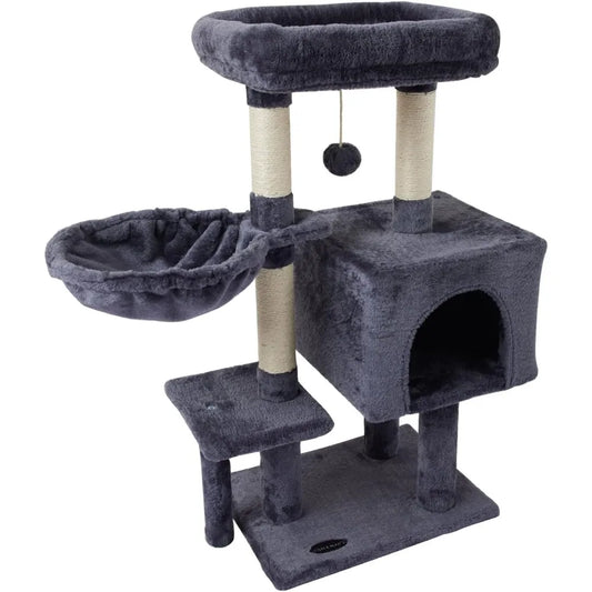 FISH&NAP Cute Cat Tree Kitten Tower for Indoor  Condo Sisal Scratching Posts with Jump Platform  Furniture Activity