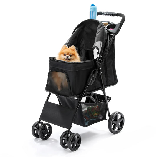 Foldable Pet Stroller Portable Dog Cat Trolley Breathable Carrier for Dog Kitten Travel Outdoor Cat Dog Accessories