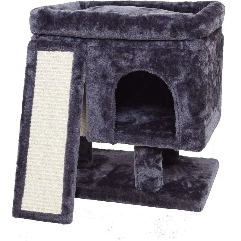Gothic Cat Tree with Coffin Bed for Indoor Cats, Cat Tower with Scratching Post, Modern Activity House for Large Cats