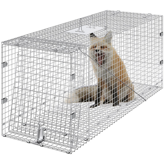 Live Animal Cage Trap Folding Humane Cat Trap Galvanized Iron with Handle for Rabbits Squirrels Groundhogs