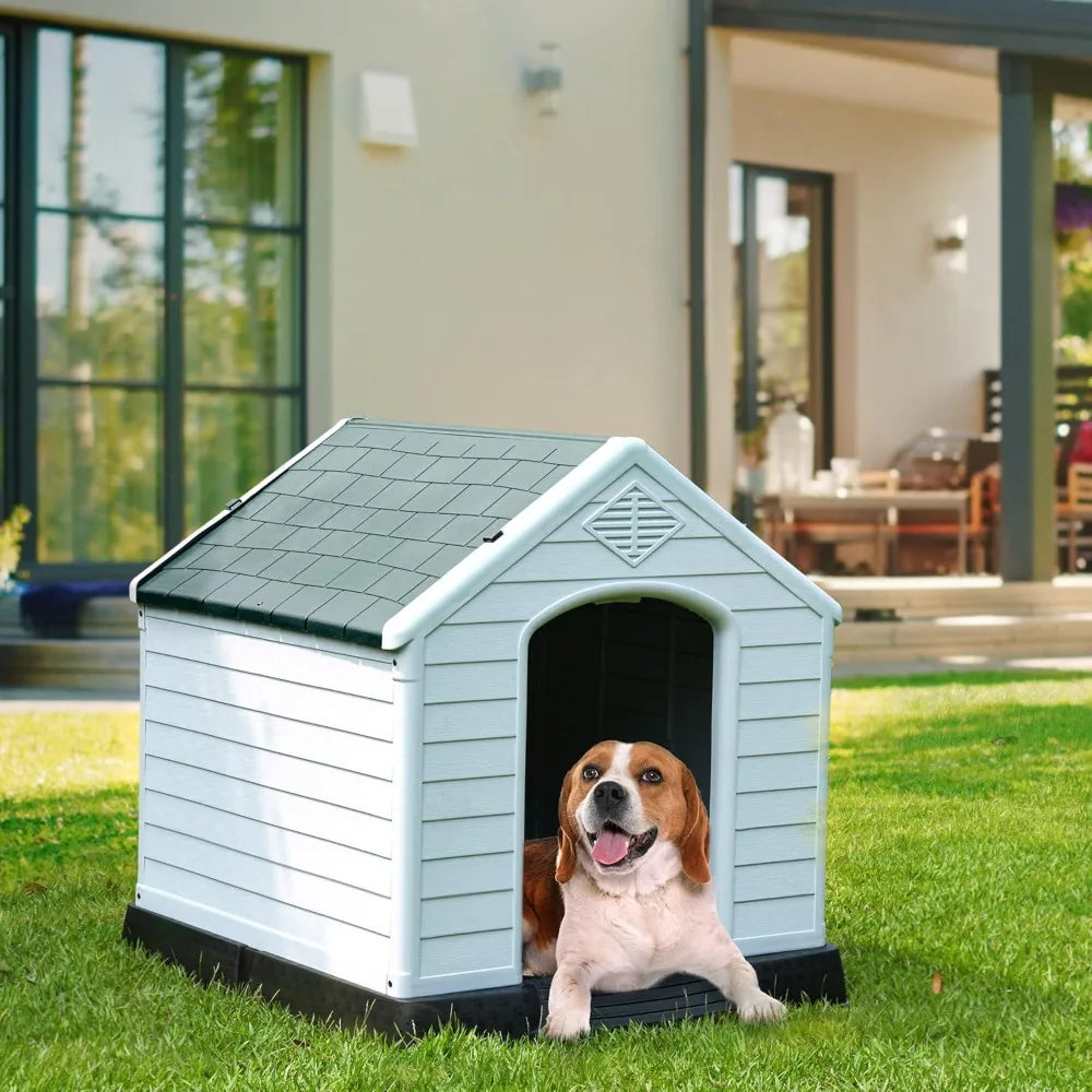 28.5'' Large Plastic Dog House Doghouse Puppy Shelter Water Resistant Easy Assembly Sturdy Dog Kennel