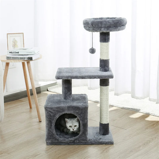 H228cm Cat Tree Toy Condo Cat Climbing Tower Multi-layer With Hammock